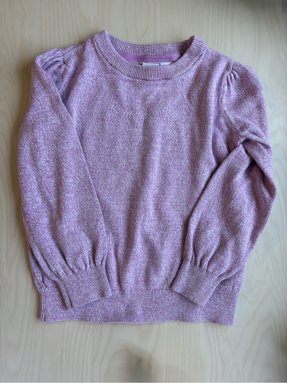 Gap Kids Girls Heathered Mauve Purple Puff Sleeve Sweater 100% Cotton Size Small